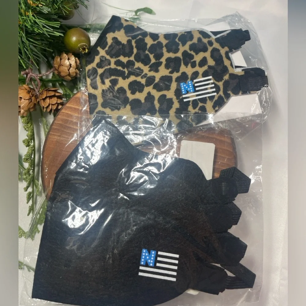NationMade Women’s Face Mask Lot – Leopard & Black | Made in USA | Adjustable